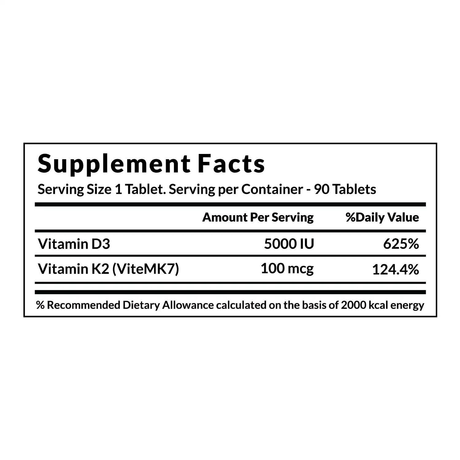 Vitaone Vitamin D3 + K2-7, 90 Veg Capsules