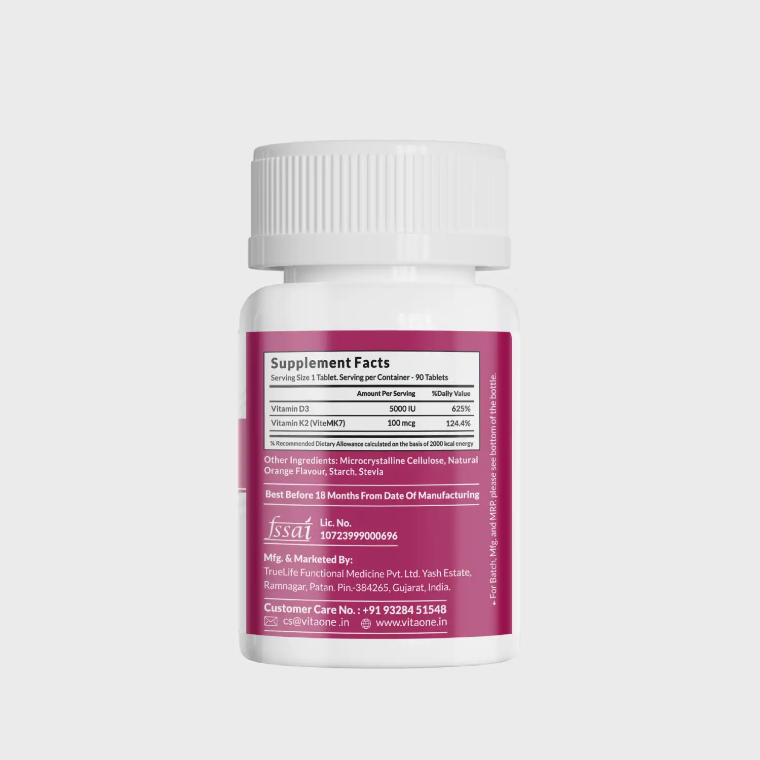 Vitaone Vitamin D3 + K2-7, 90 Veg Capsules