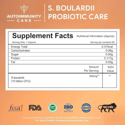 Autoimmunity Care S. Boulardii Probiotic Care, 10 Billion CFU, 60 Veg Capsules