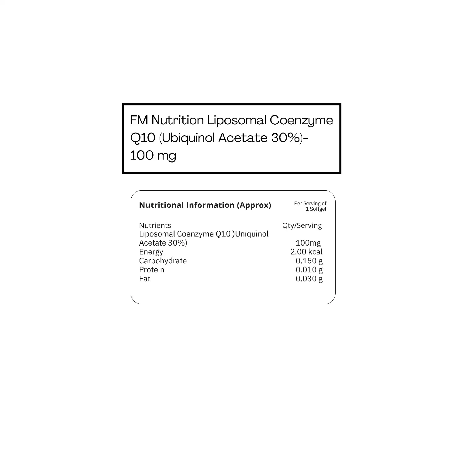 FM Nutrition Liposomal CoQ10, Ubiquinol 100mg, 30 Veg Capsules