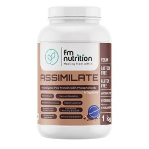 FM Nutrition Assimilate Vegan Protein, Hydrolysed Plant Protein, Chocolate Flavour (1 Kg)