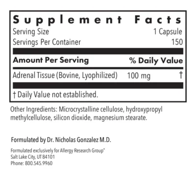 Allergy Research Group Adrenal Natural Glandular, Adrenal Cortex, 150 Caps