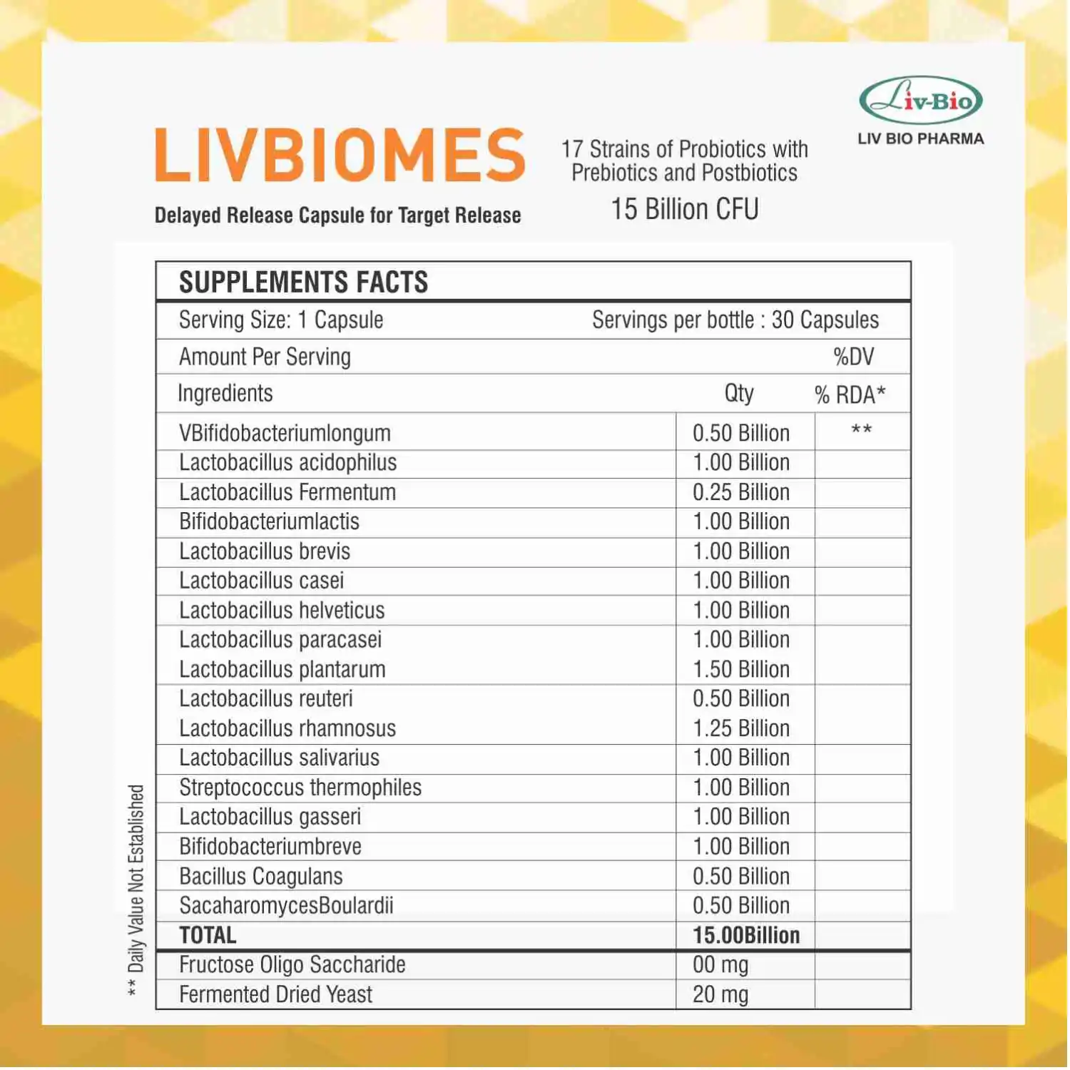 LivBio Livbiomes 30 Tabs, Delayed Release Capsules
